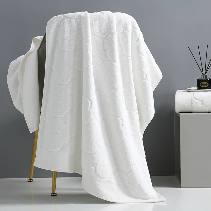 Hotel Luxury Jacquard White Big Bath Towel